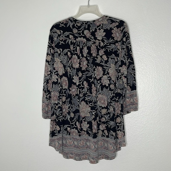 LUCKY BRAND Border Sprint Floral 3/4 Sleeve High Low Tunic Plus Size 2X - Picture 8 of 8